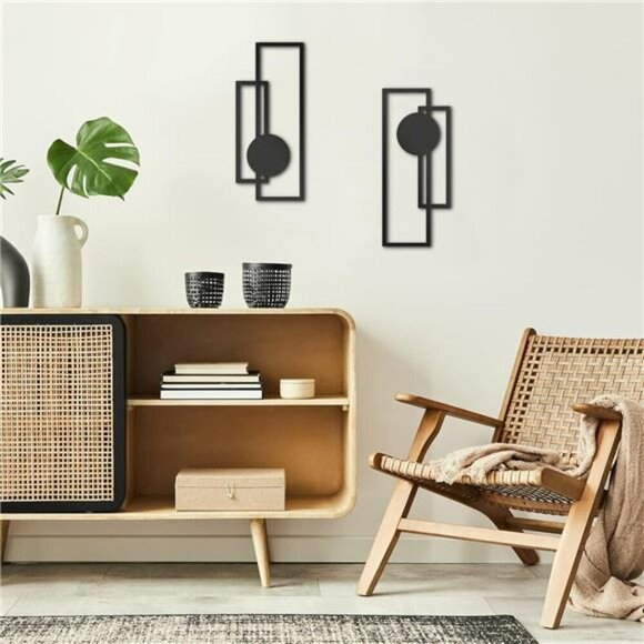 Metal Abstract Wall Art Set Minimalist Geometric Line Decor for Living Room - Picture 4 of 7